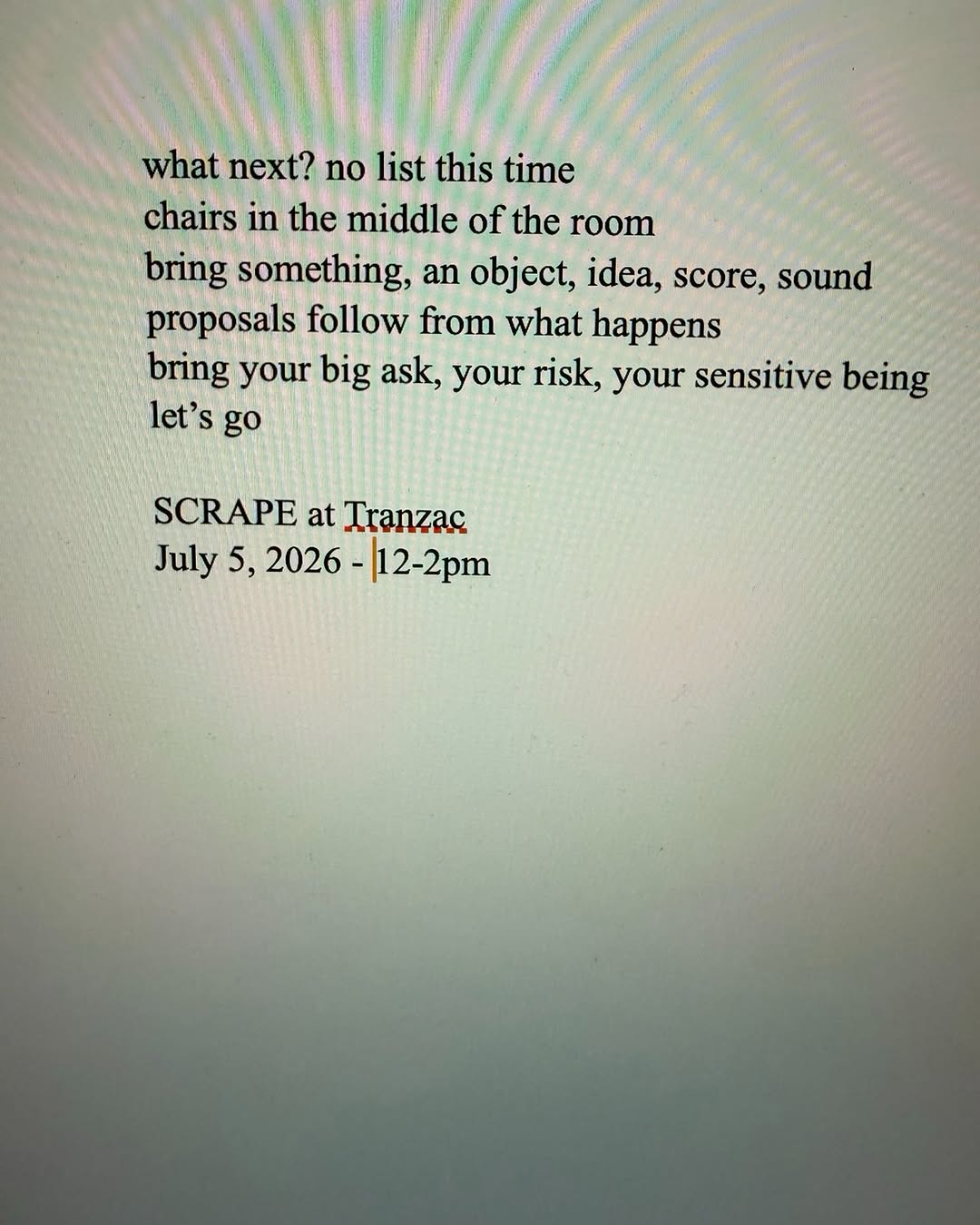 SCRAPE at Tranzac